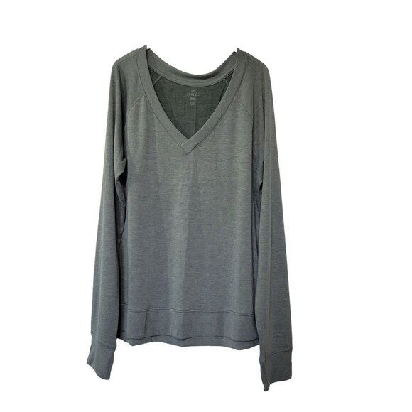 Freely green v-neck soft sweatshirt Women's size large 1136 - Picture 2 of 6